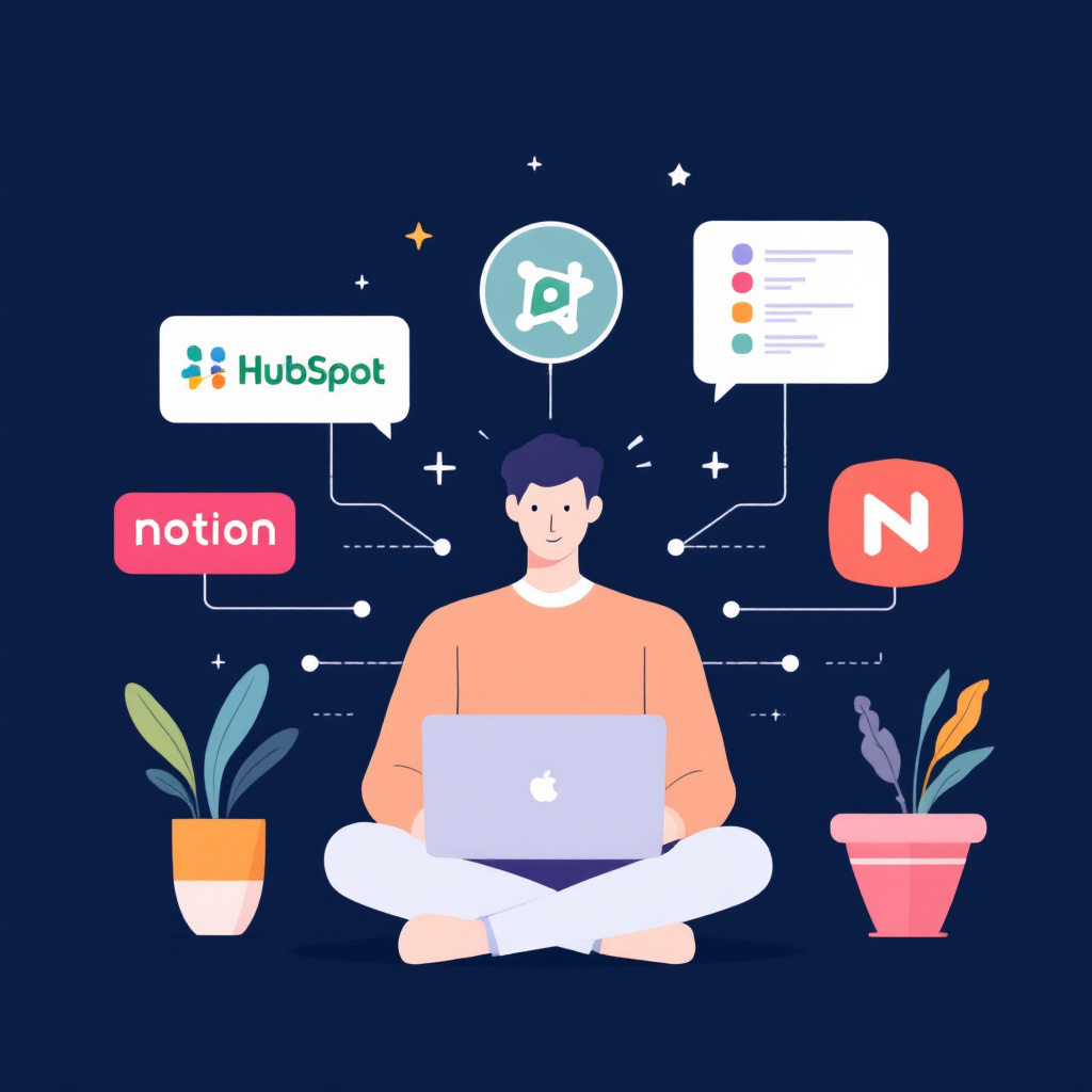 Digital worker sitting between common agency tools, orchestrating work across the stack Digital worker orchestrating between tools